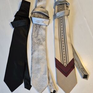 Elegant Black, Silver, and Beige Ties Set